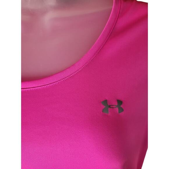 Under Armour Womens Neon Pink Shirt Scoop Neck Sz M - Picture 4 of 5